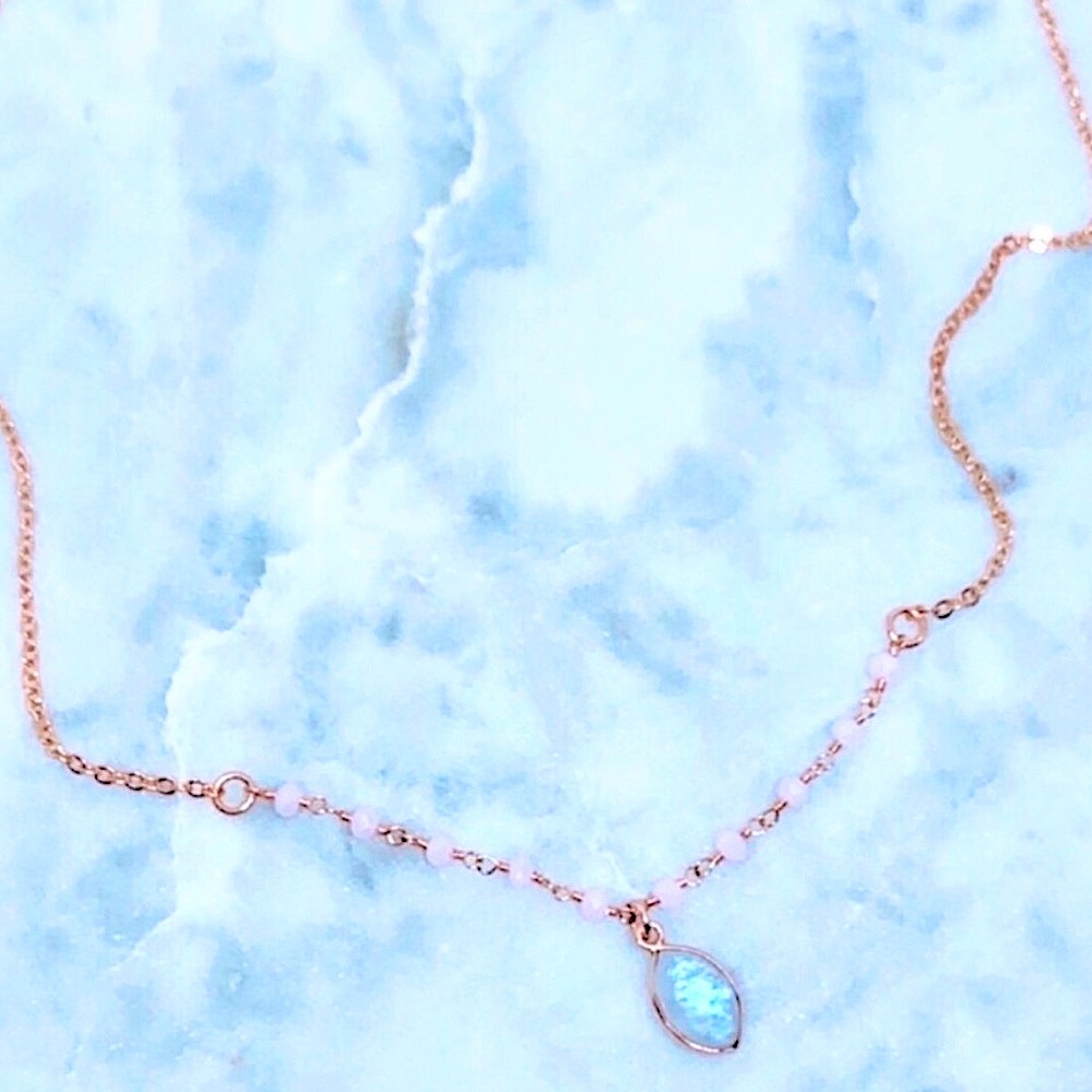 Rose Gold Moonstone & Rose Quartz Necklace